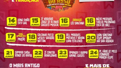 Luan Santana, Bell Marques, Leo Santana, Xand, Nattan e Wesley confira a programação completa do São João de Assú 2024
