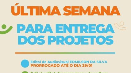 Prefeitura prorroga prazo para inscrição de projetos na Lei Paulo Gustavo